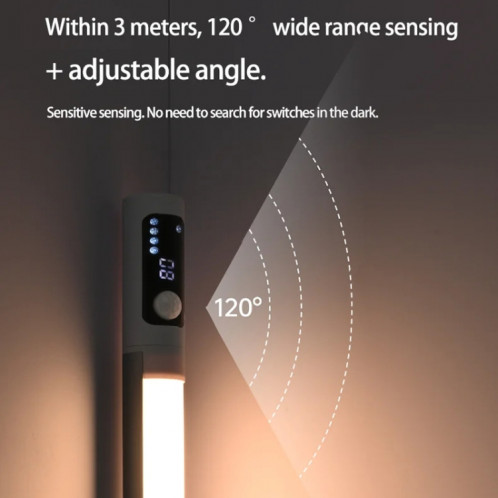 Veilleuse LED rechargeable sous armoire avec détecteur de mouvement et affichage numérique 2000 mAH (argent) SH202A281-014