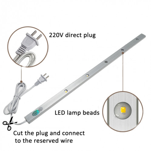 Barre lumineuse LED pour armoire, détecteur de mouvement, prise CN 220 V, spécification : blanc chaud, 80 cm SH22061763-08