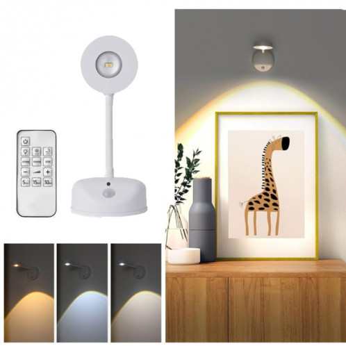 Projecteur LED sans fil rechargeable avec détecteur de mouvement et télécommande 1200 mAH Blanc SH41011767-013