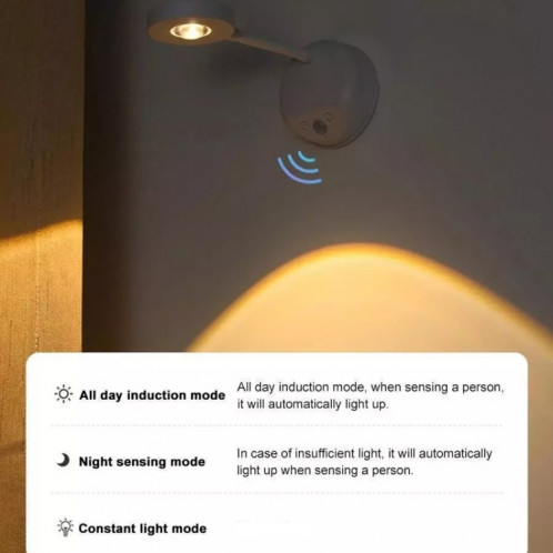 Projecteur sans fil rechargeable à capteur de mouvement LED avec télécommande 2000 mAh blanc SH4103841-013