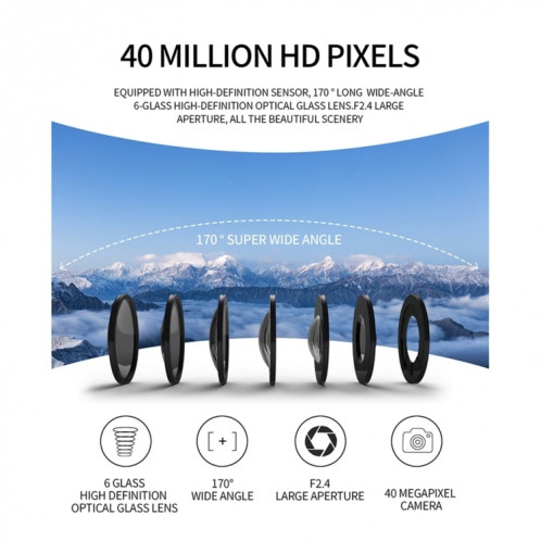 SC002 4K/60FPS IP68 Étanche WiFi HD Mini Caméra de Plongée de Sports en Plein Air, Couleur : Noir + 32G SH49011265-015