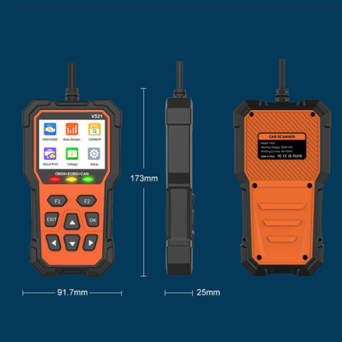 Test de performance de l'instrument de diagnostic de panne de véhicule OBD multifonctionnel (orange) SH701A900-013