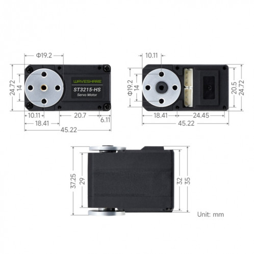 Servomoteur de bus haute vitesse Waveshare 25127 20kg.Cm 106PRM (ST3215-HS) SW501A427-015