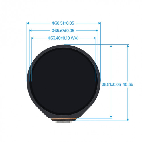 Carte de développement LCD tactile ronde Waveshare 25098 ESP32-S3 de 1,28 pouce SW13621304-08