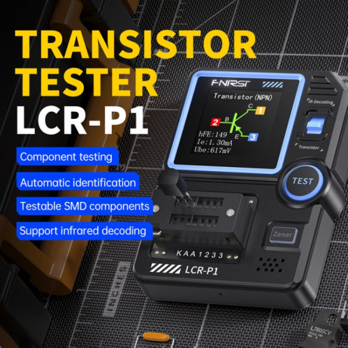 Testeur de transistor FNIRSI LCR-P1 Outil d'inspection de composants électroniques multifonctionnel (noir) SF401A778-010