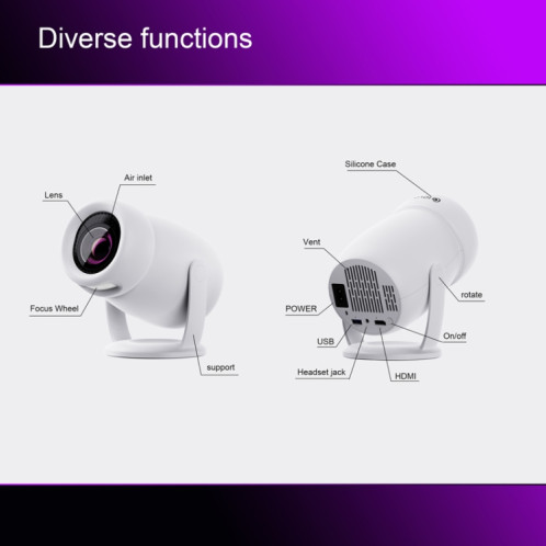 Projecteur intelligent HY400 Android 12.0 Projecteur familial portable Prise UE SH88021108-013
