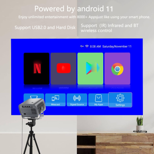Projecteur portable intelligent Android 4K avec prise britannique SH5502923-013