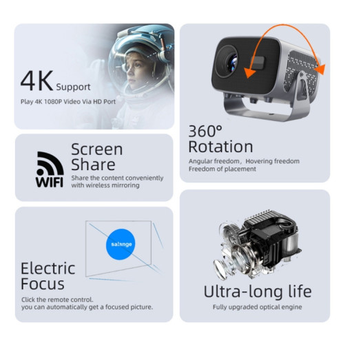 Projecteur portable intelligent Android 4K avec prise britannique SH5502923-013