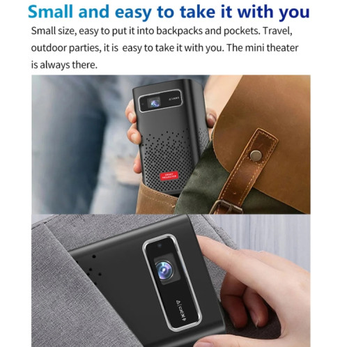 TOUMEI C900 Projecteur de musique portable d'extérieur avec batterie intégrée 4K HD Prise UE (Noir) ST102A1684-022