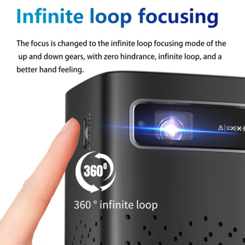TOUMEI C900 Projecteur de musique portable d'extérieur avec batterie intégrée 4K HD Prise américaine (Noir) ST101A1573-022