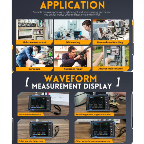 Générateur de signaux d'oscilloscope numérique portable FNIRSI 2 en 1, ensemble : mise à niveau SF2002430-010