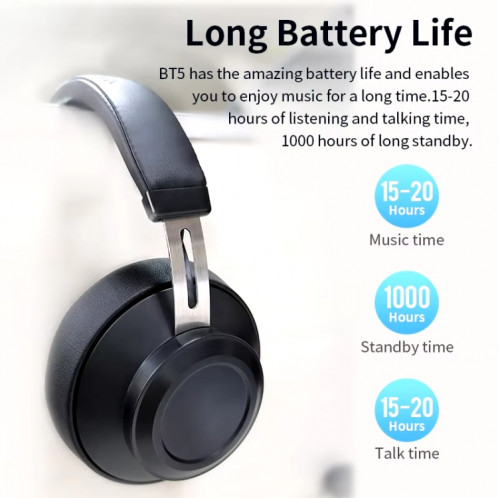 Casque serre-tête Bluetooth 5.0 Bluedio BT5 (noir) SB001A1375-011