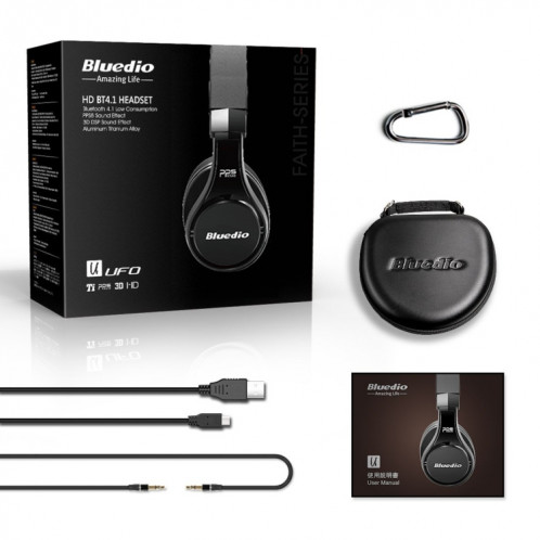 Casque stéréo sans fil Bluedio UFO 8 avec haut-parleur et bandeau pour musique, sans perte, haute résolution (noir) SB101A1872-011