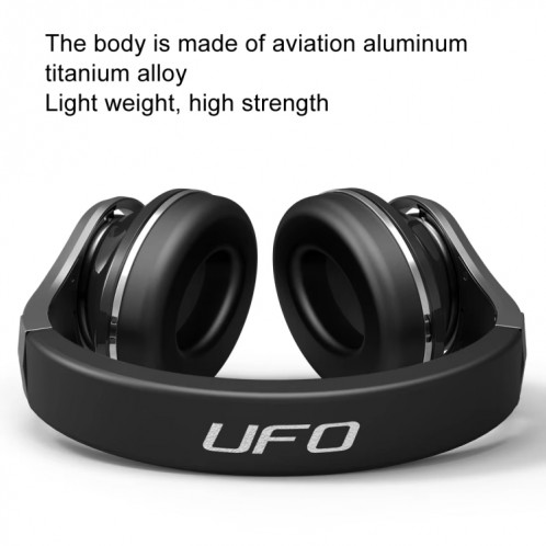 Casque stéréo sans fil Bluedio UFO 8 avec haut-parleur et bandeau pour musique, sans perte, haute résolution (noir) SB101A1872-011