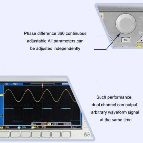 Générateur de signaux de forme d'onde arbitraire programmable à double canal JUNTEK, fréquence : 15 MHz () SH101B1028-010