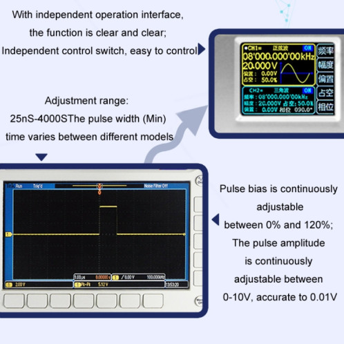 Générateur de signaux de forme d'onde arbitraire programmable à double canal JUNTEK, fréquence : 15 MHz () SH101B1028-010