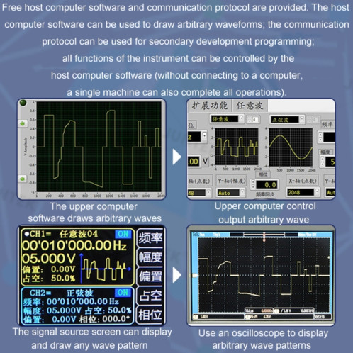 Générateur de signaux de forme d'onde arbitraire programmable à double canal JUNTEK, fréquence : 60 MHz () SH105B508-010