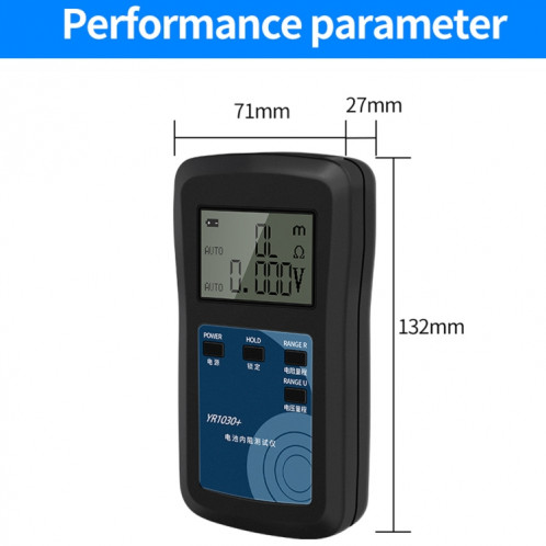 Testeur de résistance interne de bouteille de batterie au lithium NiMH plomb-acide 100 V (YR1035+) SH701A378-07