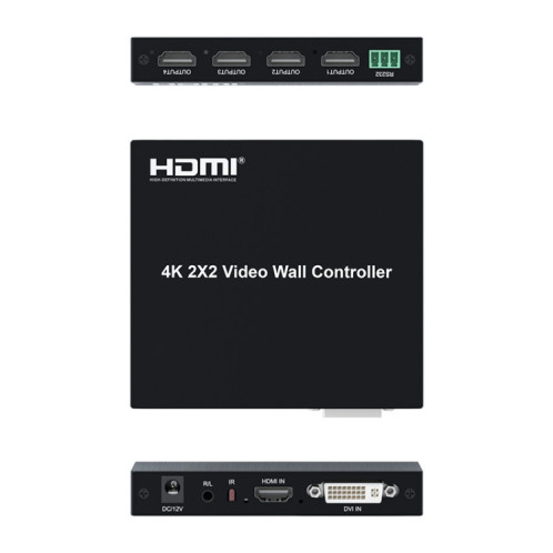 Prise en charge de l'épissure vidéo HD HDMI 4K 2x2 Entrée HDMI / DVI Sortie HDMI 4 canaux Prise UE SH8502307-08