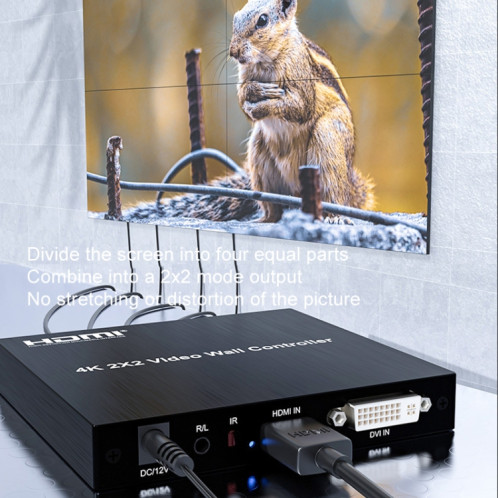 Prise en charge de l'épissure vidéo HD HDMI 4K 2x2 Entrée HDMI / DVI Sortie HDMI 4 canaux Prise UE SH8502307-08