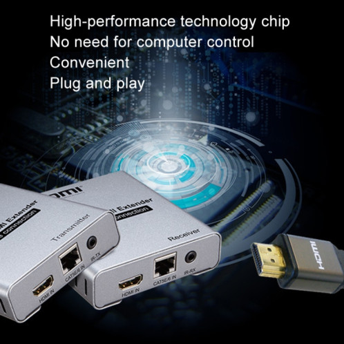 Câble HDMI simple 120 m Émetteur/récepteur Extender Émetteur HD 4K Prise UE (gris) SH903A778-013
