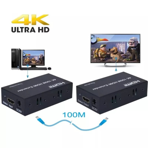Câble Ethernet simple HDMI vers RJ45 100 m Extender 4K HD Câble Amplificateur de signal Prise britannique (Argent) SH702A92-07
