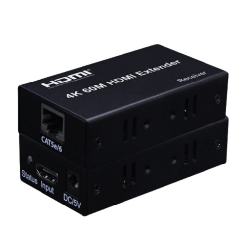 Câble Ethernet simple HDMI vers RJ45 60 m Extender 4K HD Câble Amplificateur de signal, émetteur + récepteur Prise américaine (Noir) SH301A735-04