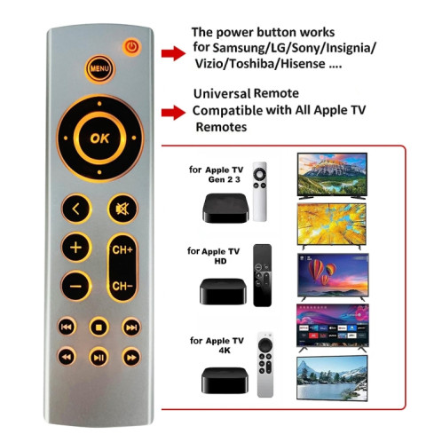 Pour Apple TV Télécommande 4K / HD A2169 A1842 A1625 Rétroéclairage Style Sans Voix SH233254-06