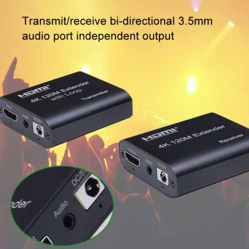 Câble réseau simple HDMI vers RJ45 120 m Extension de réseau HD 4K, récepteur + émetteur Prise britannique (noir) SH602A671-011