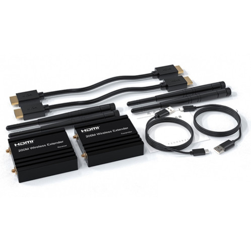 Amplificateur de signal d'extension HDMI sans fil 200 m, émetteur + récepteur (noir) SH401A1046-010