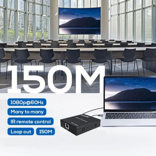 Câble d'extension réseau HDMI 150 m IP un à plusieurs écrans d'ordinateur, émetteur + récepteur, prise américaine SH2360343-09