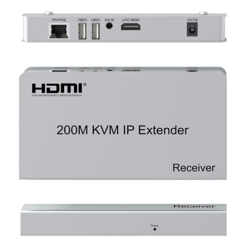 KVM 200m HDMI IP Extender RJ45 Câble réseau Extender vidéo, émetteur + récepteur, prise américaine SH2375232-09