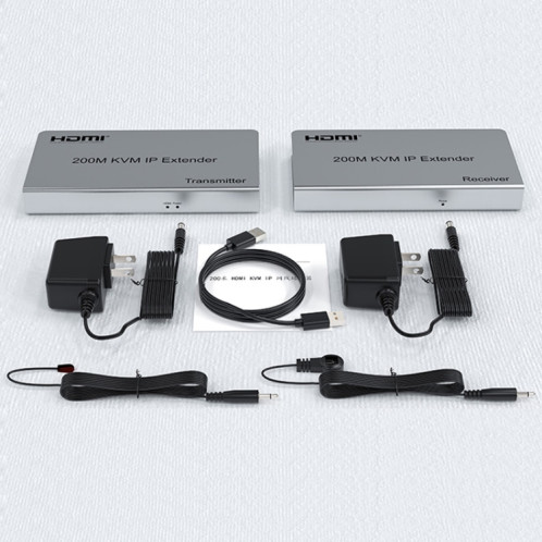 KVM 200m HDMI IP Extender RJ45 Câble réseau Extender vidéo, émetteur + récepteur, prise américaine SH2375232-09