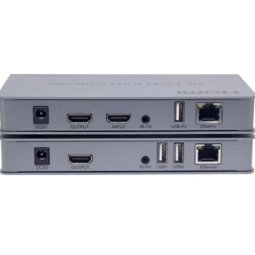 KVM 120m 4K HD Extender Souris d'ordinateur Clavier HDMI Câble Ethernet unique Émetteur + Récepteur Prise US (Gris) SH101A1062-09
