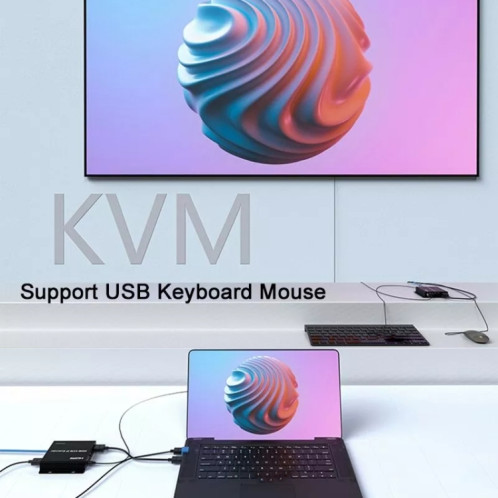 Câble d'extension de réseau IP HDMI KVM 200 m, extension de clavier et souris H.264, prise britannique (noir) SH002A566-08