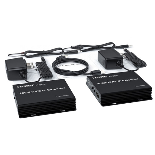 Câble d'extension de réseau IP HDMI KVM 200 m, extension de clavier et souris H.264, prise britannique (noir) SH002A566-08