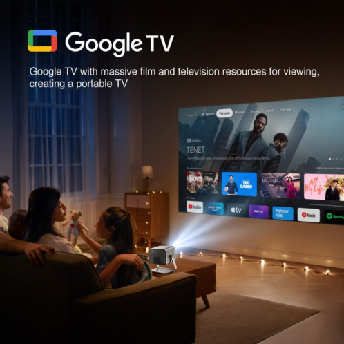 TOUMEI X6 4K HD Home Cinéma Bureau Enseignement Microphone Karaoké Projecteur GTV Google Systems (Prise UE) ST501C216-012