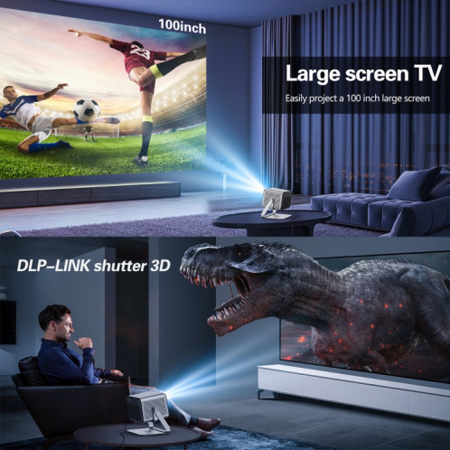 TOUMEI X6 4K HD Home Cinéma Bureau Enseignement Microphone Karaoké Projecteur GTV Google Systems (Prise UE) ST501C216-012