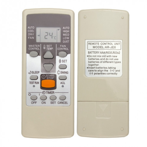 Pièces de rechange pour télécommande de climatiseur Fujitsu AR-JE6 SH24031364-06