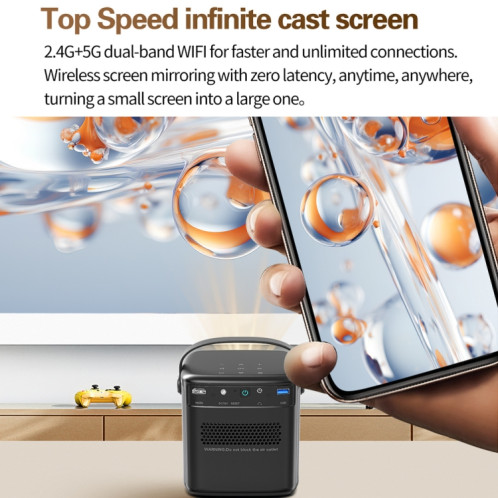 Projecteur sans fil 3D Wifi TOUMEI S8 1080P/4K DLP Android 11.OS Prise UE ST1003385-025