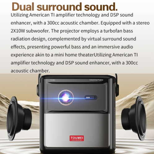 Projecteur sans fil 3D Wifi TOUMEI S8 1080P/4K DLP Android 11.OS Prise UE ST1003385-025