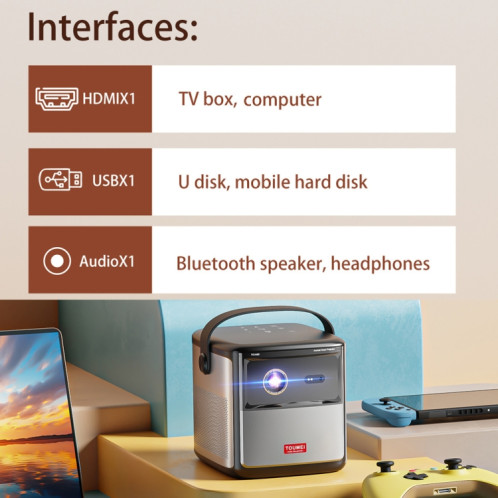 Projecteur sans fil 3D Wifi TOUMEI S8 1080P/4K DLP Android 11.OS Prise UE ST1003385-025