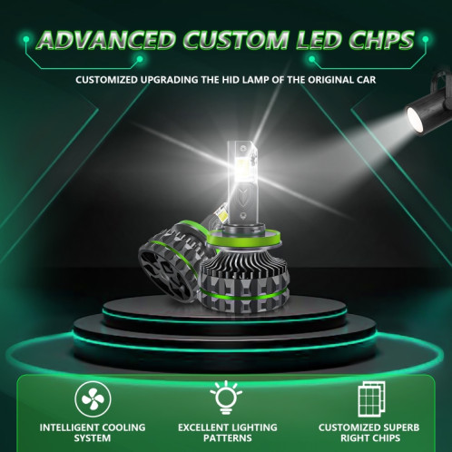 Projecteur de voiture à 24 LED avec quatre tubes en cuivre de 150 W, ampoule : H11 SH45071148-013