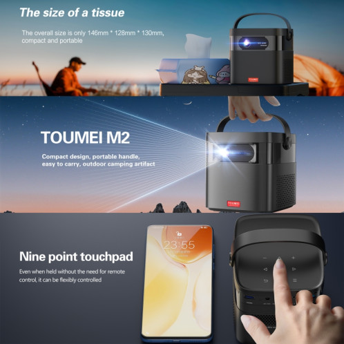 TOUMEI M2 Projecteur d'extérieur portable avec batterie intégrée de grande capacité Projection portable Prise UE ST61031389-010