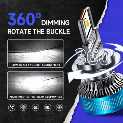 Phare à LED tricolore 50 W en alliage d'aluminium à double tube de cuivre, ampoule : 9012 SH65031858-08