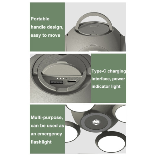 Lampe de poche portable pliable HX123 pour camping, lumière d'ambiance sans fil pour l'extérieur (vert) SH301C320-010