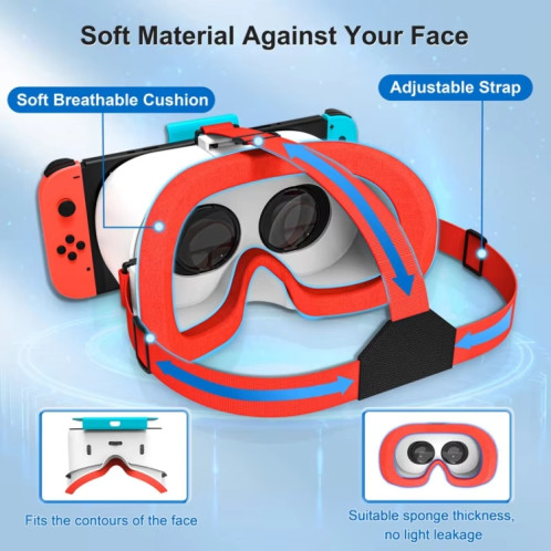 Lunettes de réalité virtuelle DEVASO compatibles avec Switch / Switch OLED Gaming Console (blanc bleu) SD001B1861-08