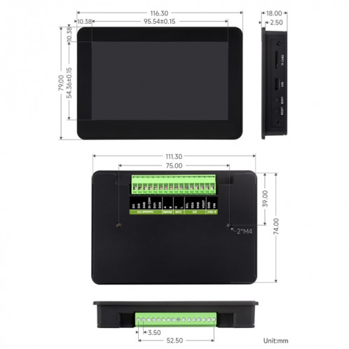 Carte de développement LCD tactile Waveshare ESP32-S3 4,3 pouces 800 × 480 avec boîtier SW660239-012