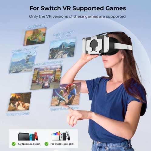 DEVASO Compatible avec Switch / Switch OLED Display Console de jeu HD 3D VR Lunettes Bandeau Réglage Accessoires (Orange Bleu) SH501B1109-06