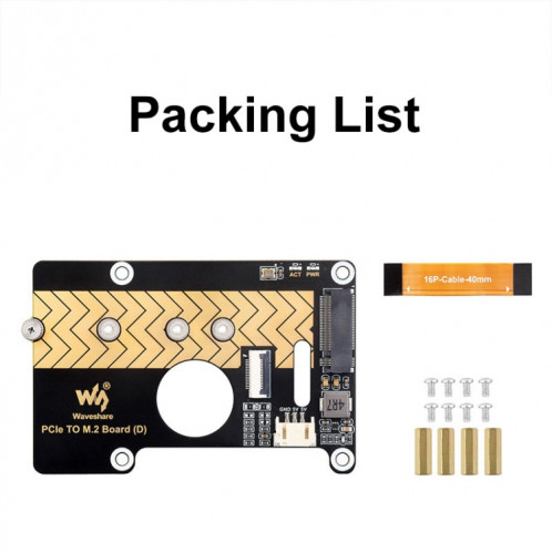 Carte adaptateur PCIe vers M.2 Waveshare pour Raspberry Pi 5 prenant en charge le protocole NVMe (27709) SW701A701-011